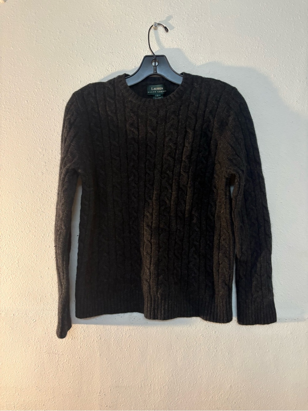 Ralph Lauren Black Cable Knit Crewneck Sweater